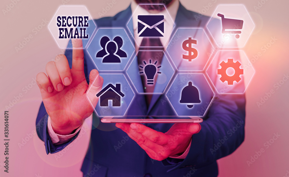 Poster handwriting text secure email. conceptual photo protect the email content from being read by unwante