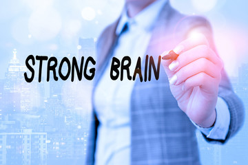 Word writing text Strong Brain. Business photo showcasing own firm attitudes and opinions and are...