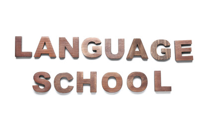 Text LANGUAGE SCHOOL on white background