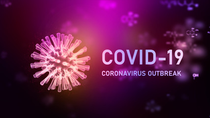 3D Rendering wireframe virus for Covid-19 Coronavirus outbreak concept,  with chemical structure...