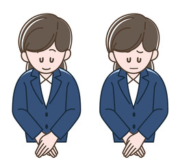 Illustration of the woman bowing, Vector illustration set