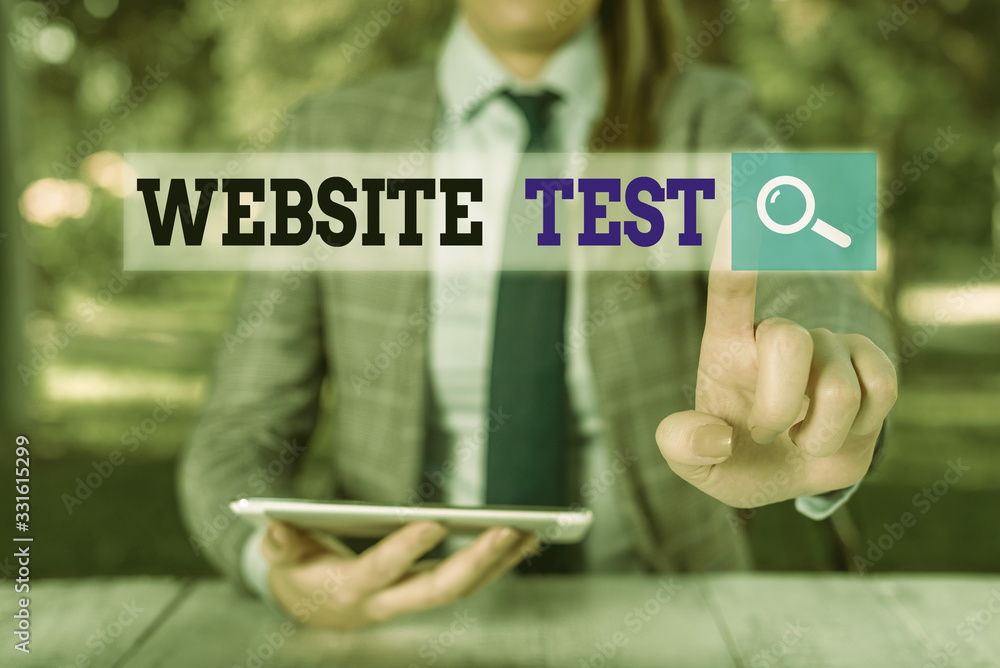 Poster handwriting text website test. conceptual photo test the websites or web applications for potential 