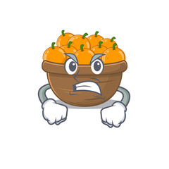 Orange fruit basket cartoon character design with angry face