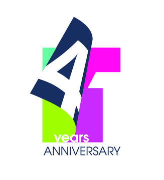 41 years anniversary colored logo isolated on a white background for the celebration of the company. Vector Illustration Design Template