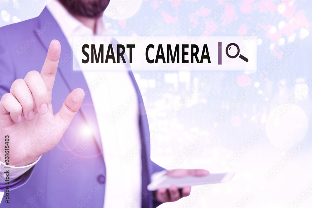 Poster word writing text smart camera. business photo showcasing individual image processing systems design