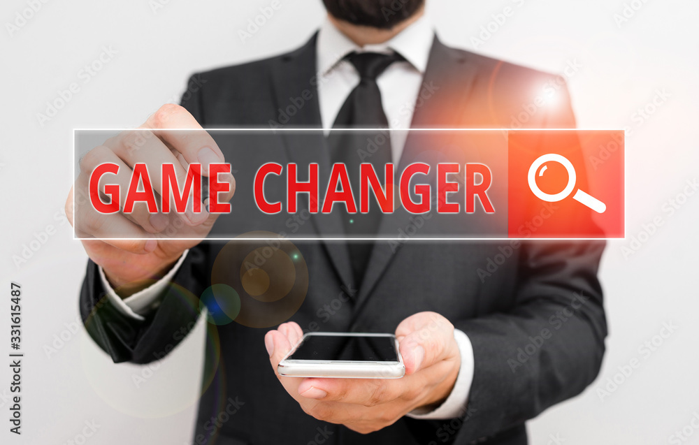 Poster conceptual hand writing showing game changer. concept meaning way that effects a major shift in the 