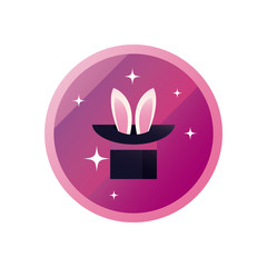 Isolated rabbit inside hat gradient style icon vector design