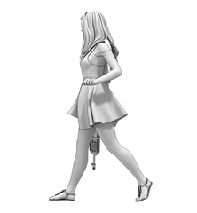 warrior woman character, 3D rendering, illustration