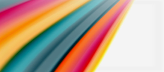 Wave lines abstract background, smooth silk design with rainbow style colors. Liquid fluid color waves. Vector Illustration