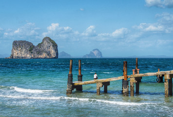 Ko Ngai Hai Island ocean peer view with person