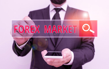 Conceptual hand writing showing Forex Market. Concept meaning marketplace that defines the exchange...