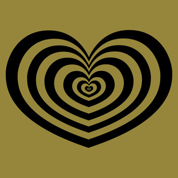  Black gold heart on a gold background illustration vector