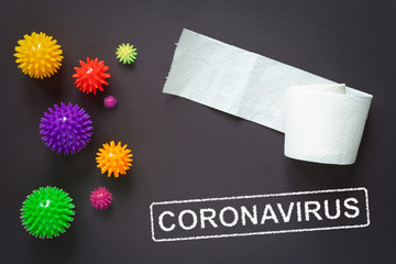 the word coronavirus is on the background of a medical mask