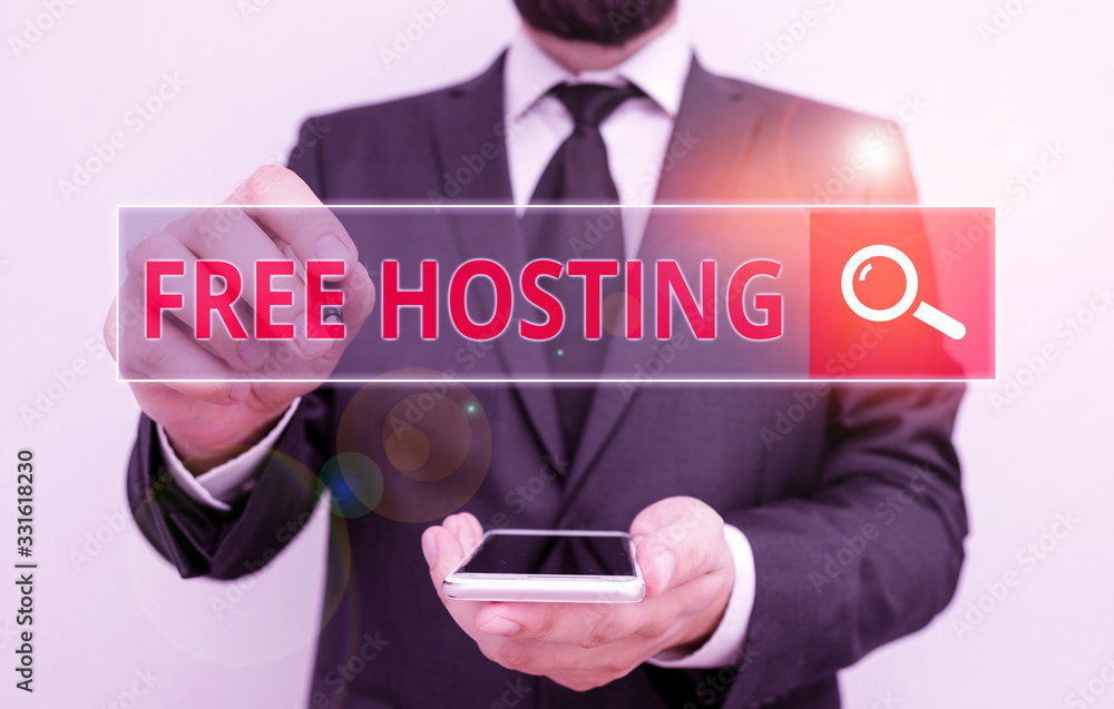 Aufkleber conceptual hand writing showing free hosting. concept meaning business of providing storage space an