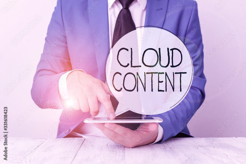 Poster handwriting text cloud content. conceptual photo standalone platform or supported by an additional s