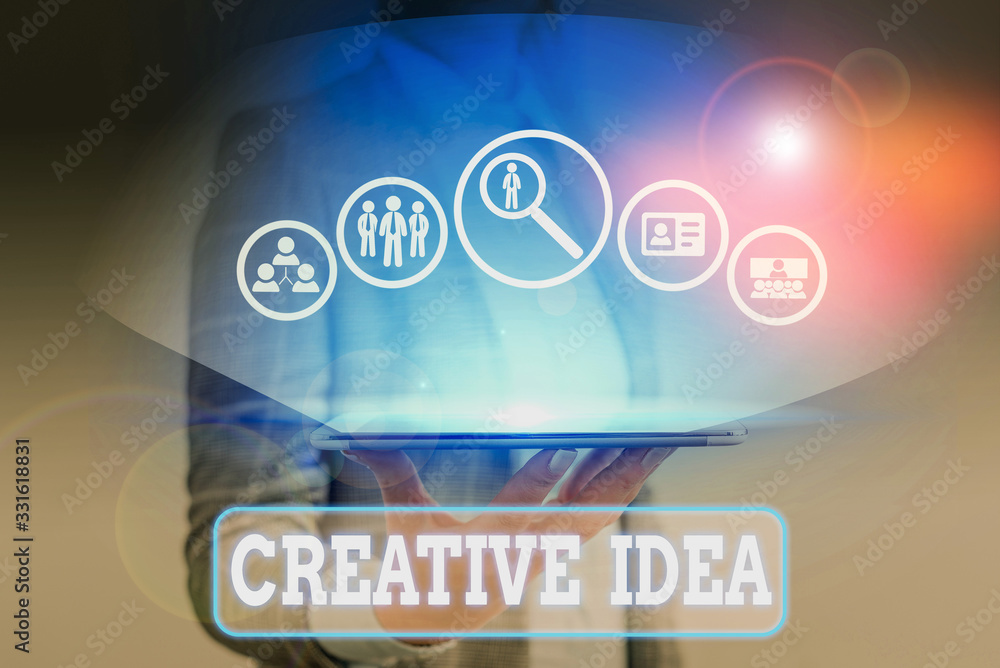 Poster writing note showing creative idea. business concept for the overarching concept that captures audie