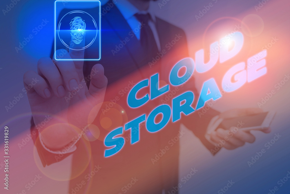 Poster word writing text cloud storage. business photo showcasing the digital data is stored and managed in