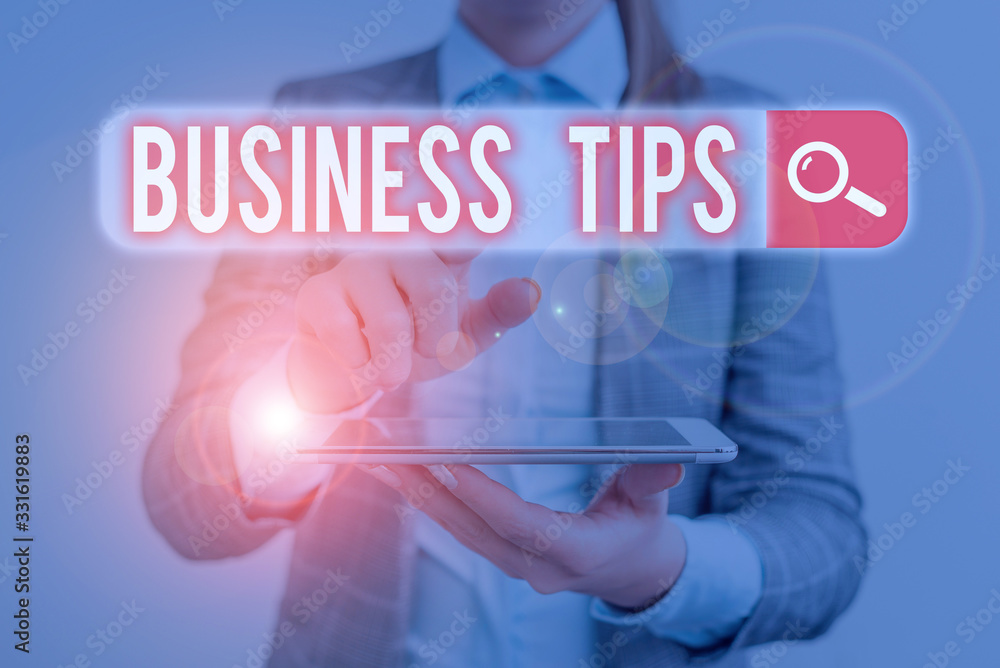 Poster conceptual hand writing showing business tips. concept meaning tricks or ideas on how to start or ru