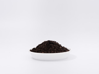 Fototapeta na wymiar black earth compost peat for planting seedlings