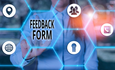 Handwriting text Feedback Form. Conceptual photo way in which customer comment about product is...