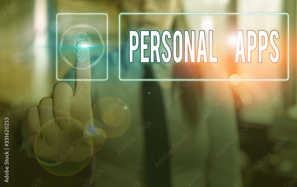 Poster handwriting text personal apps. conceptual photo app for secure password less validation to online s
