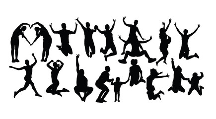 Happy Jumping Silhouettes, art vector design