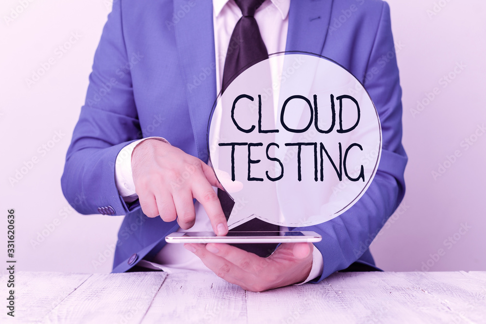 Poster handwriting text cloud testing. conceptual photo is the assessment of a web application performance 