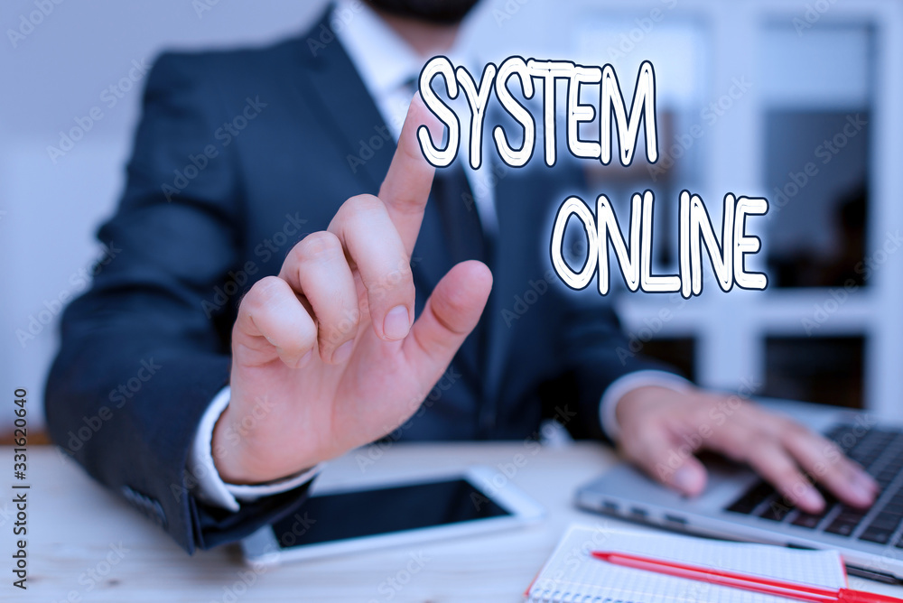 Poster handwriting text system online. conceptual photo when a device can readily communicate with other de
