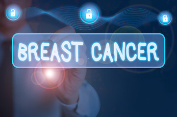 Conceptual hand writing showing Breast Cancer. Concept meaning Malignant tumour arising from the...