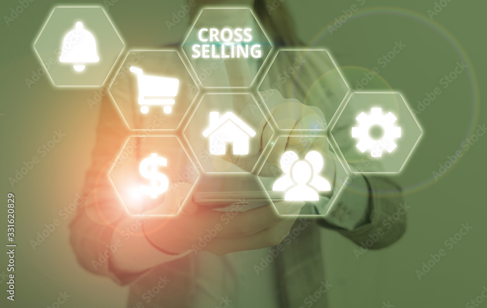 Poster text sign showing cross selling. business photo text to sell complementary products to an existing c