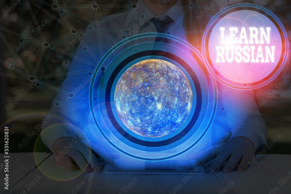 Poster conceptual hand writing showing learn russian. concept meaning gain or acquire knowledge of speaking