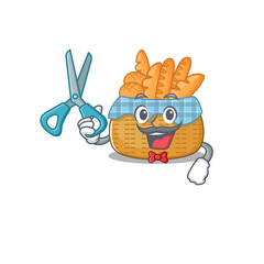 Cool Barber bread basket mascot design style