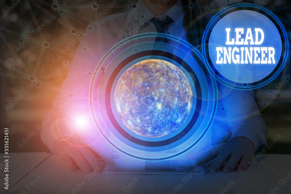 Poster conceptual hand writing showing lead engineer. concept meaning control his team and manage phases of