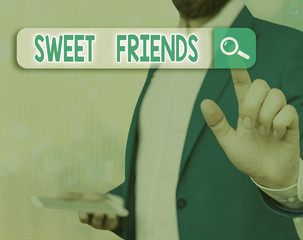 Conceptual hand writing showing Sweet Friends. Concept meaning thoughtful towards other showing...