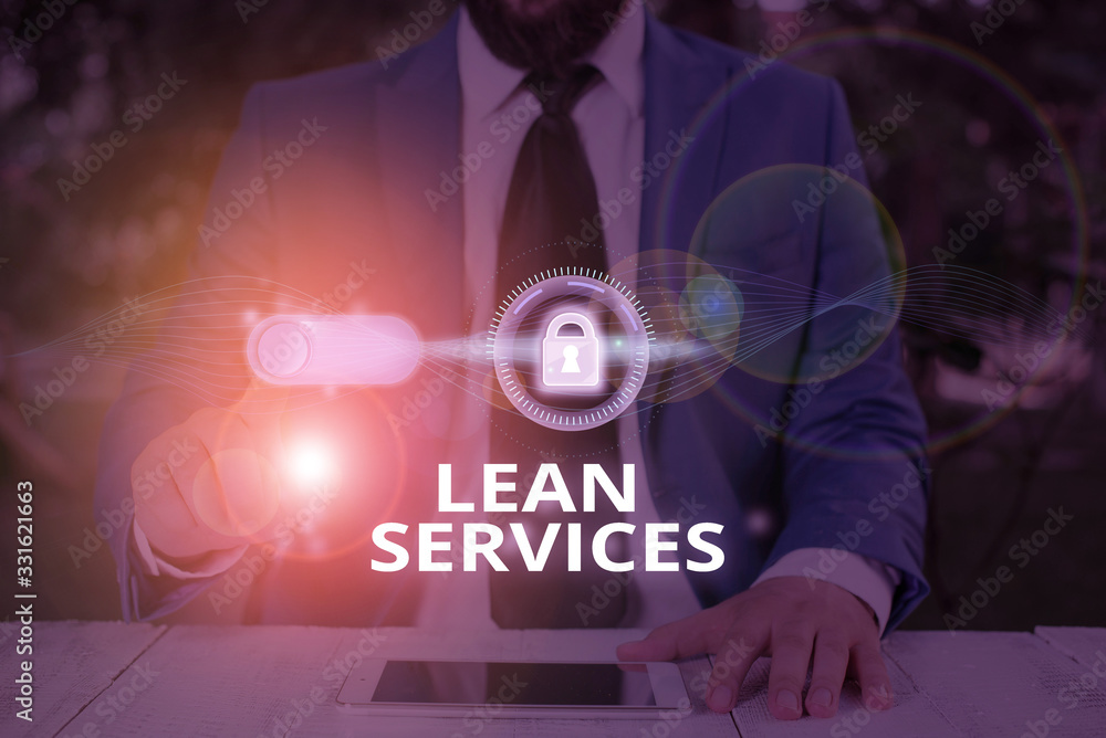 Poster text sign showing lean services. business photo text application of the lean manufacturing concept t