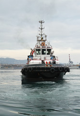 detail of tug boat in the gulf of la spezia