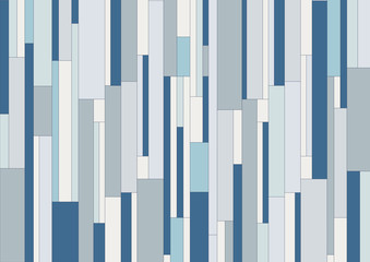 Abstract geometric vertical rectangle stripes pattern blue color tone background and texture.