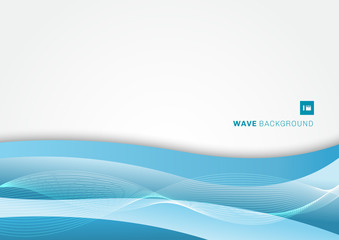 Abstract blue wave layer on white background.