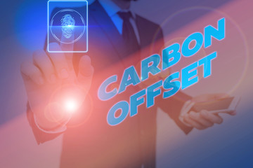 Word writing text Carbon Offset. Business photo showcasing Reduction in emissions of carbon dioxide...