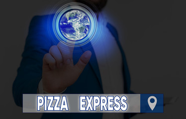 Word writing text Pizza Express. Business photo showcasing fast delivery of pizza at your doorstep...