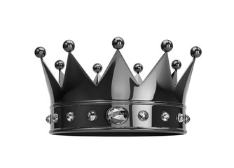 Black crown with gemstones isolated on white. Clipping path included