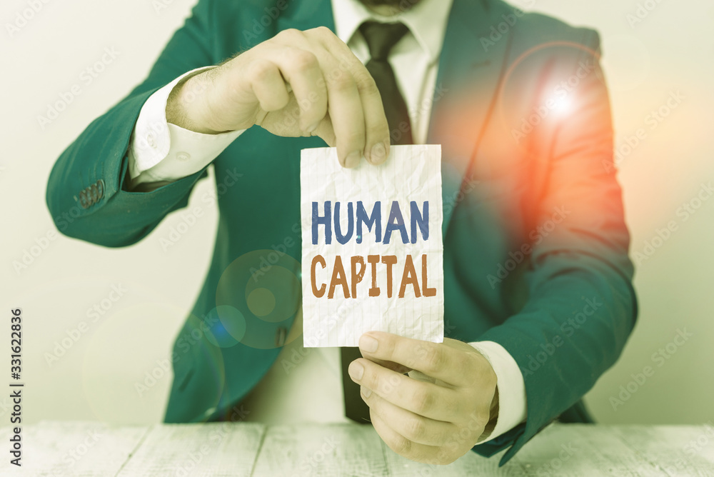 Poster word writing text huanalysis capital. business photo showcasing quantification of the economic value