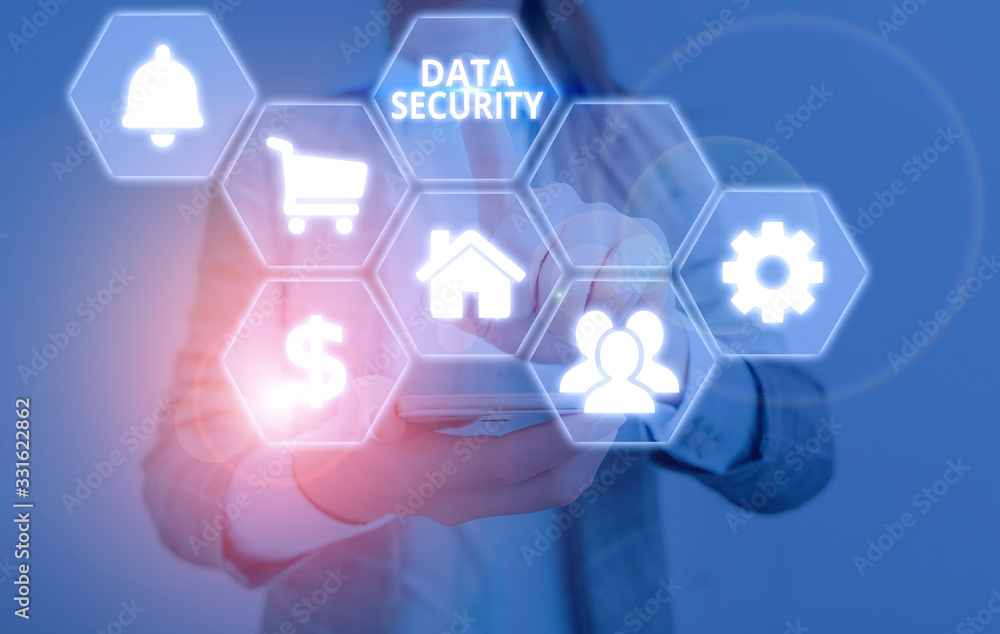 Poster text sign showing data security. business photo text the process of protecting data from unauthorize