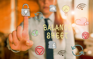 Word writing text Balance Sheet. Business photo showcasing financial statement that report a...