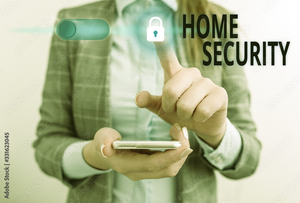 Poster text sign showing home security. business photo text a system that help protect your home from unwan