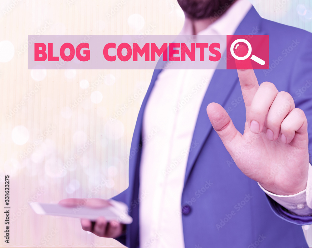 Poster word writing text blog comments. business photo showcasing space at the end of each post for a reade
