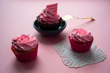 Pastry with cream for a party or children's holiday