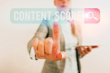Writing note showing Content Score. Business concept for aggregated predictor for the...