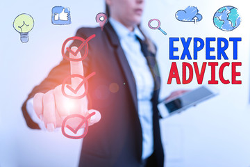Word writing text Expert Advice. Business photo showcasing Opinion given by someone skilled at a...