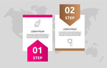 Vector template shape infographics. Business concept with 2 arrows and icons. Two steps for diagrams, flowchart, timeline